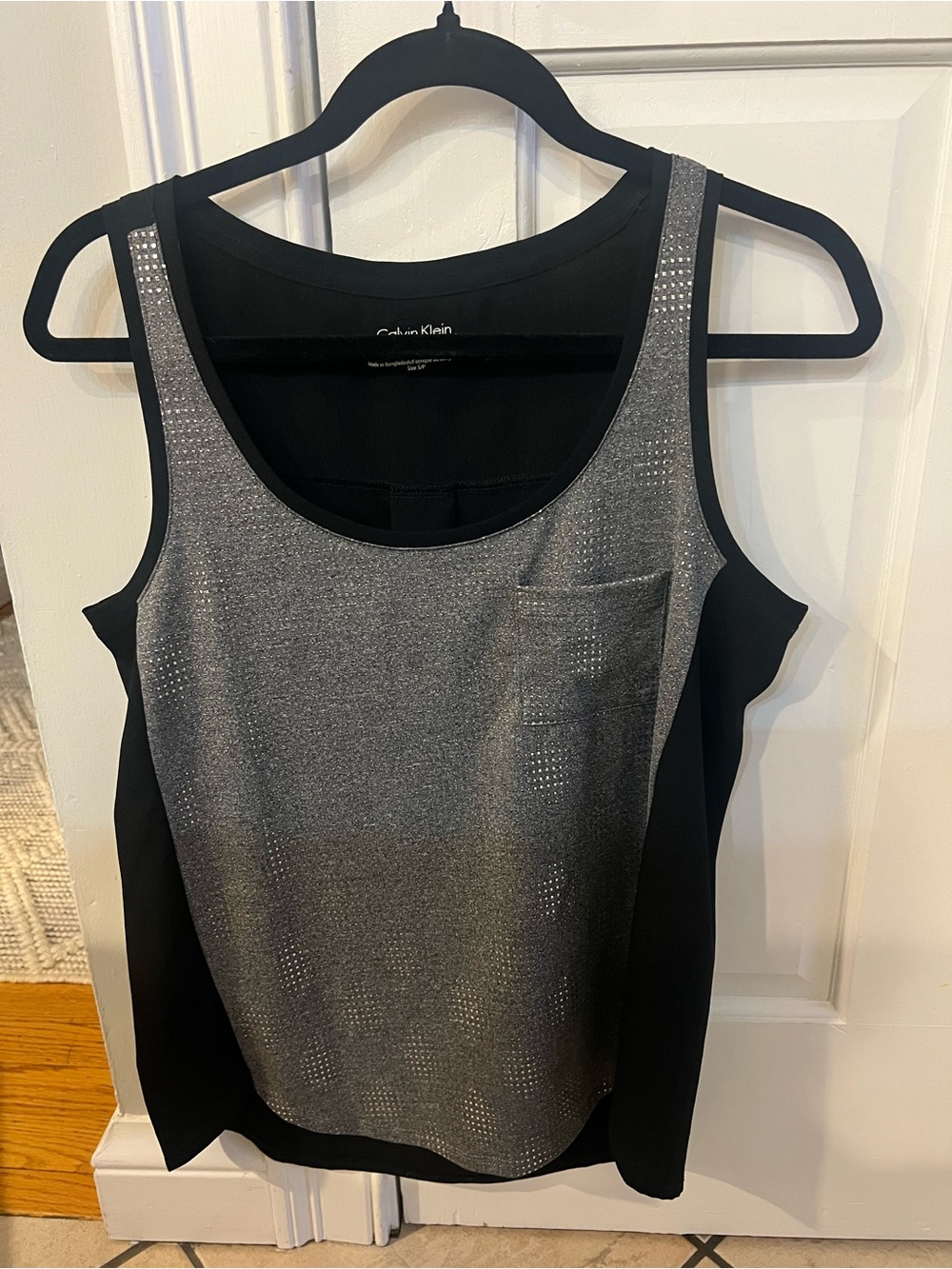 Calvin Klein Black & Silver Sparkle Scoop Neck Tank